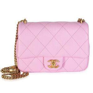 Chanel Pink Quilted Caviar Mini Sweetheart Crush Flap Bag